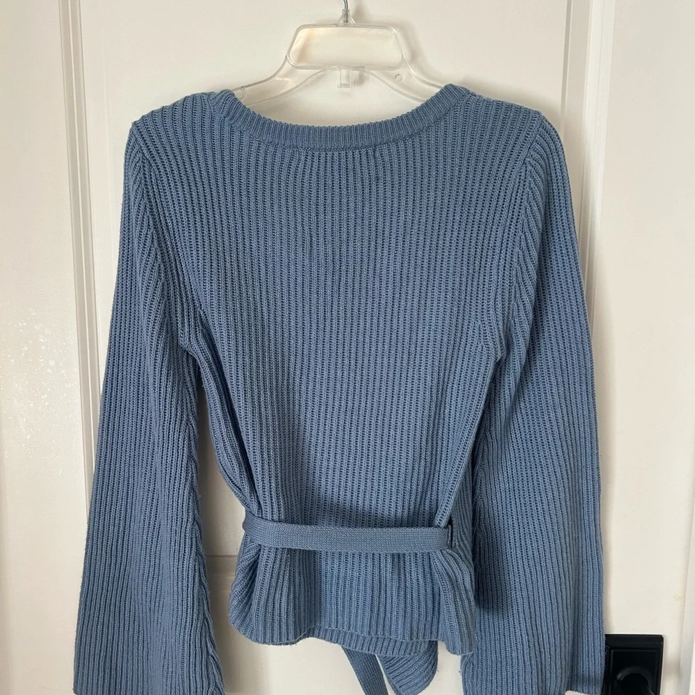 Cupcakes and Cashmere Chavi Wrap Bell Sleeve Sweater in French Blue Size S